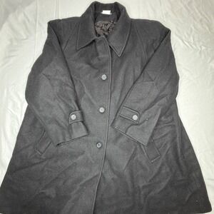 Black Wool Blend Button Front Coat Women's WPL 5602 Size Large